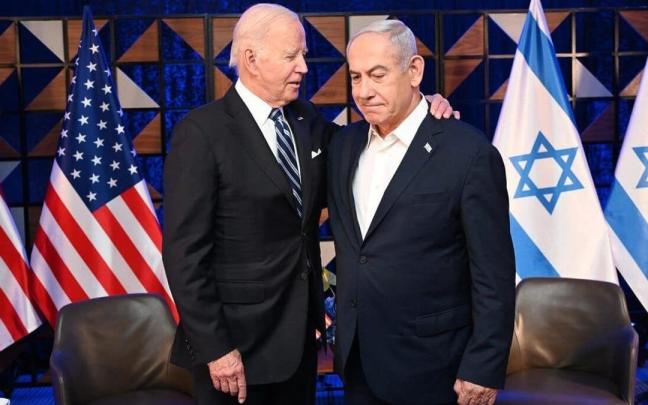 Joe Biden y Netayanhu en un encuentro en Tel Aviv.