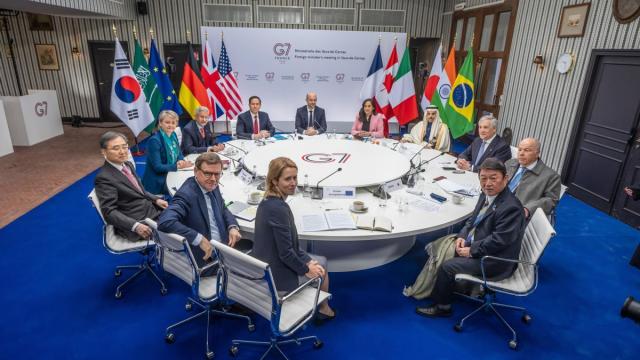 Los ministros de Asuntos Exteriores del G7 en su reunión en París.