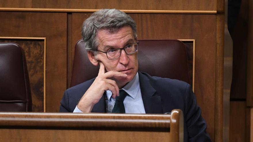 El líder del PP, Alberto Núñez Feijóo, durante una sesión plenaria en el Congreso de los Diputados.