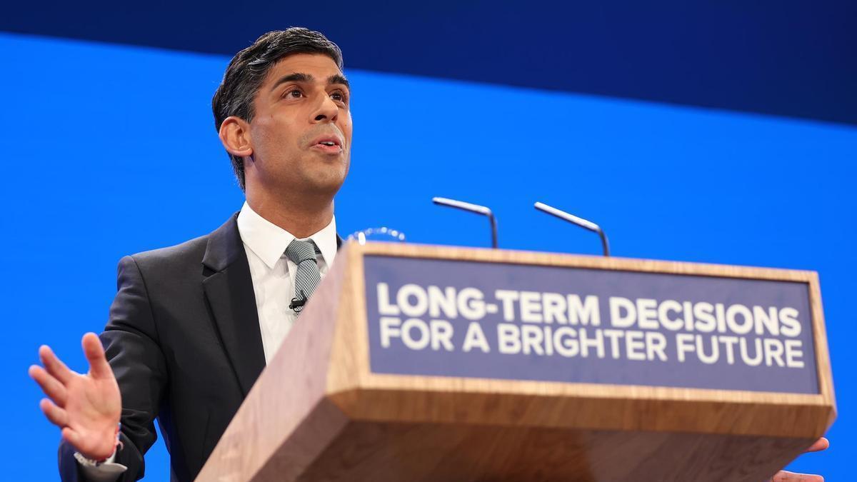 El primer ministro británico Rishi Sunak, en la conferencia del Partido Conservador, en Manchester