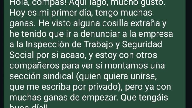 Empieza un nuevo trabajo, saluda por WhatsApp a sus compañeros y acaba despedido.