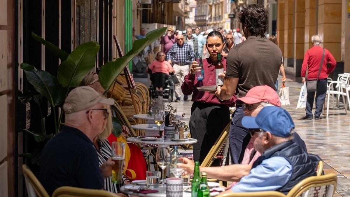 Terraza de un bar en una foto de archivo