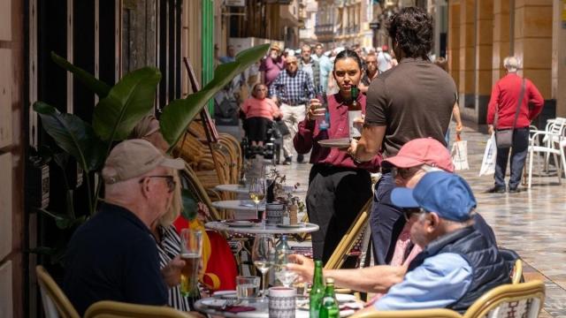 Terraza de un bar en una foto de archivo