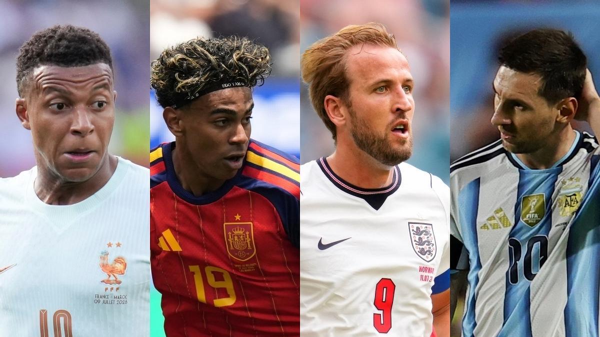 Kylian Mbappé, Lamine Yamal, Harry Kane y Leo Messi.