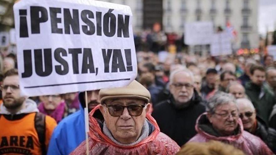 Imagen de una manifestación por las pensiones en Madrid.