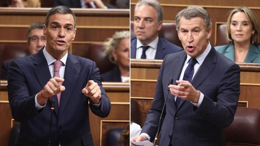 Pedro Sánchez y Alberto Núñez Feijóo, en el Congreso.