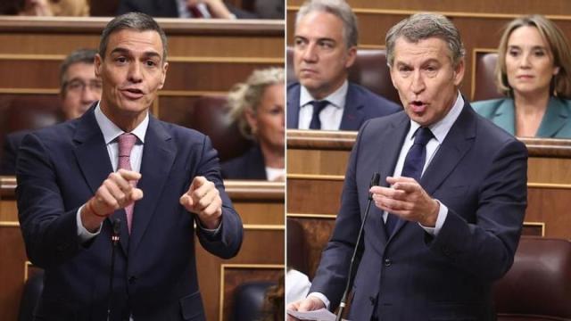 Pedro Sánchez y Alberto Núñez Feijóo, en el Congreso.