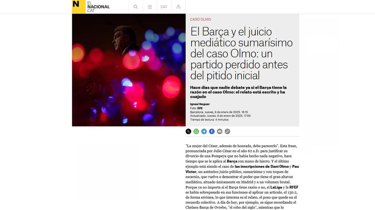El Barça y el juicio mediático sumarísimo del caso Olmo