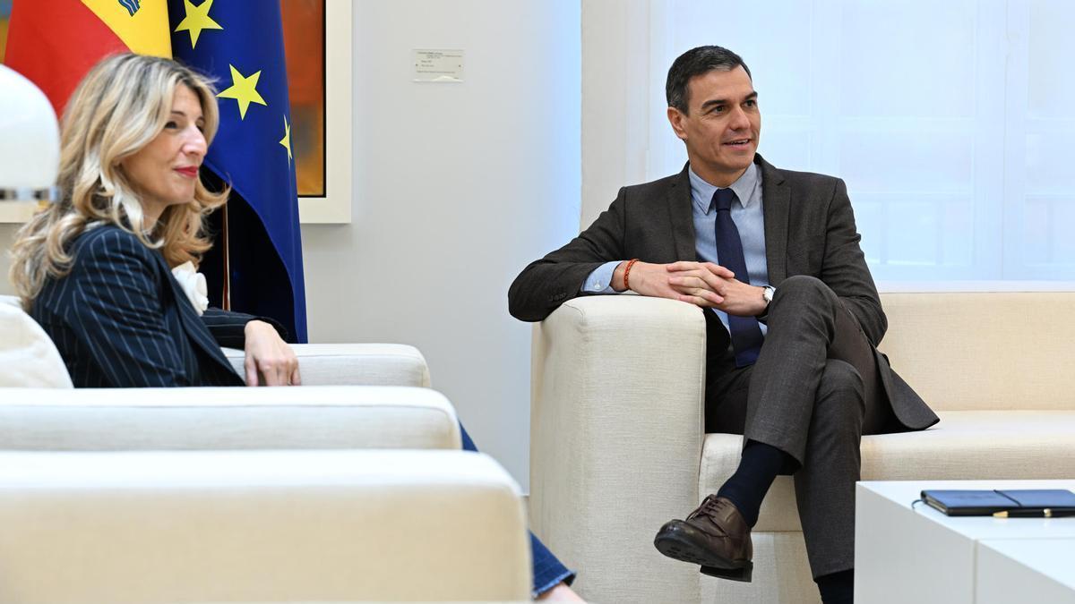 Yolanda Díaz y Pedro Sánchez se reúnen en la Moncloa.