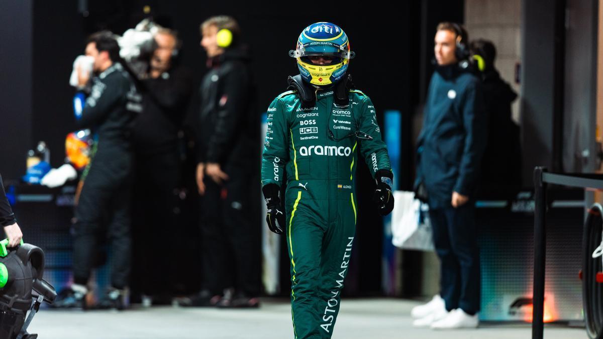 Fernando Alonso durante el Gran Premio de Las Vegas.