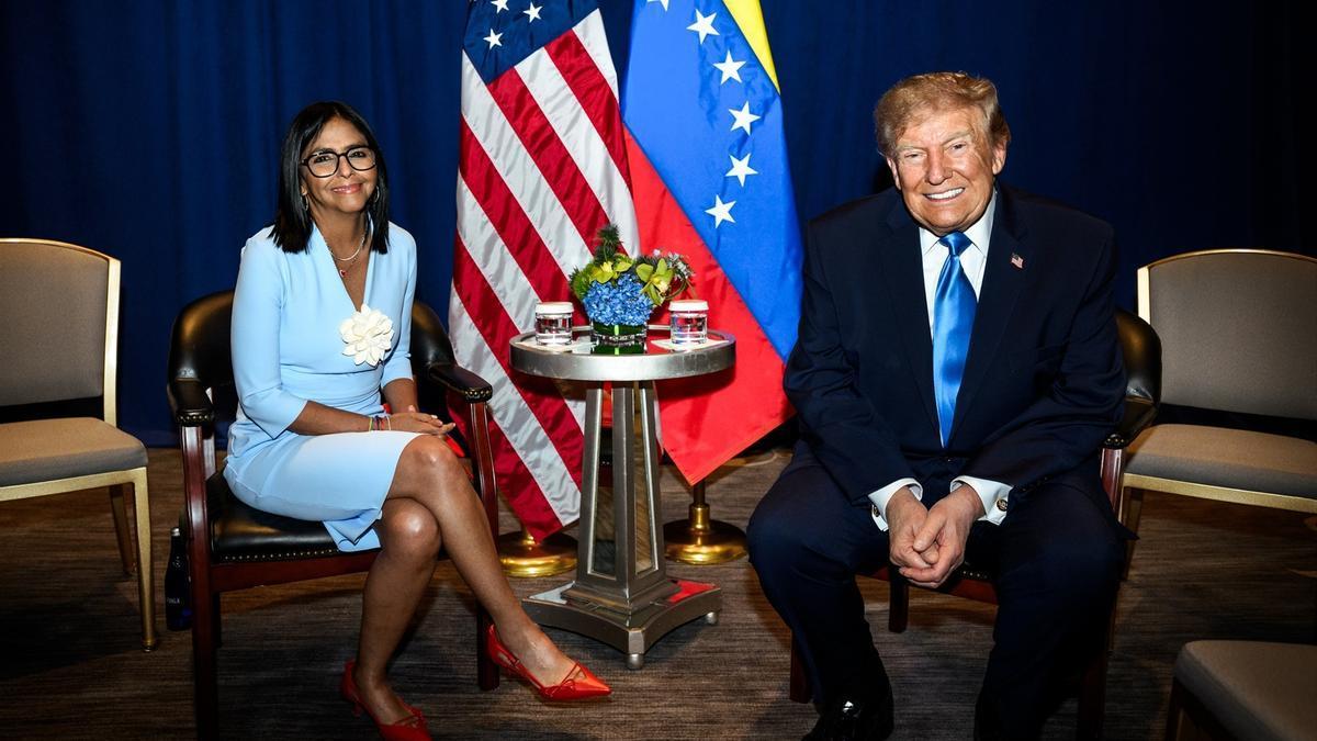 Delcy Rodríguez celebra un "histórico" encuentro con Trump a puerta cerrada en Nueva York.