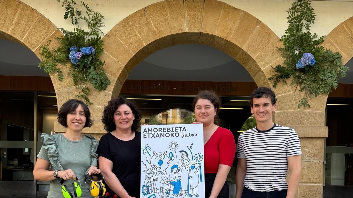 Presentación de los cascos reductores de ruido y cartel de fiestas