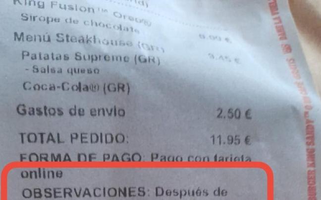 Una parte del ticket.