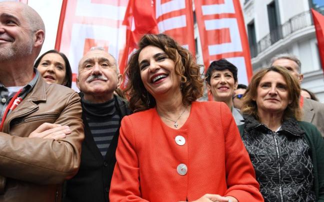 La vicepresidenta primera del Gobierno y ministra de Hacienda, María Jesús Montero, ayer en el 1-M.