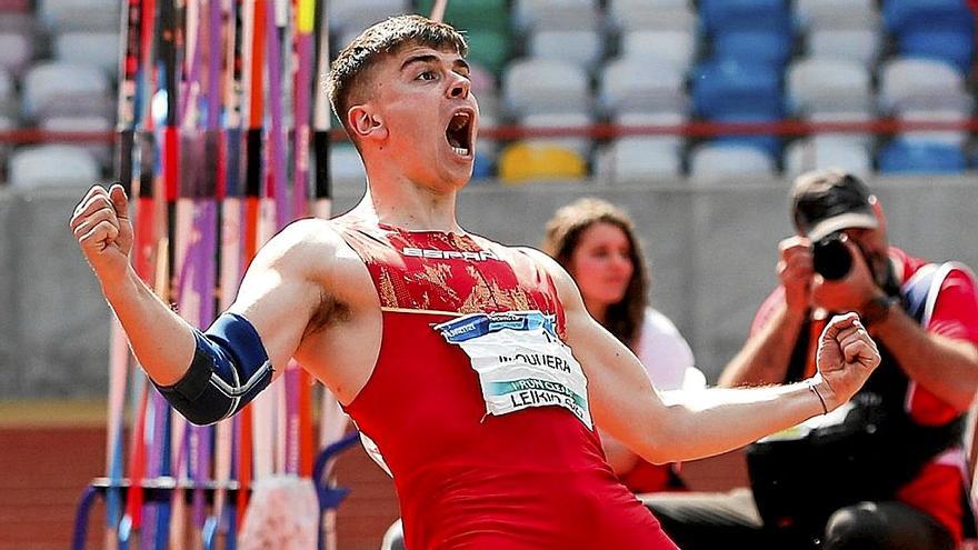 El navarro Manu Quijera, tras lanzar los 78,42 metros que le dieron el bronce.