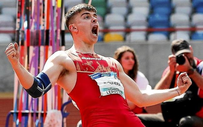 El navarro Manu Quijera, tras lanzar los 78,42 metros que le dieron el bronce.