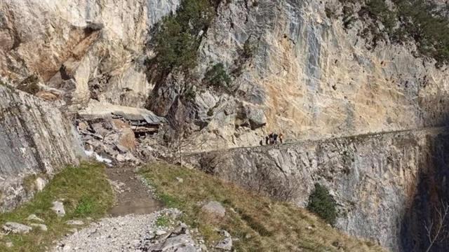 Imagen de archivo de un derrumbe de tierra en un tramo de la Ruta del Cares, en Picos de Europa.