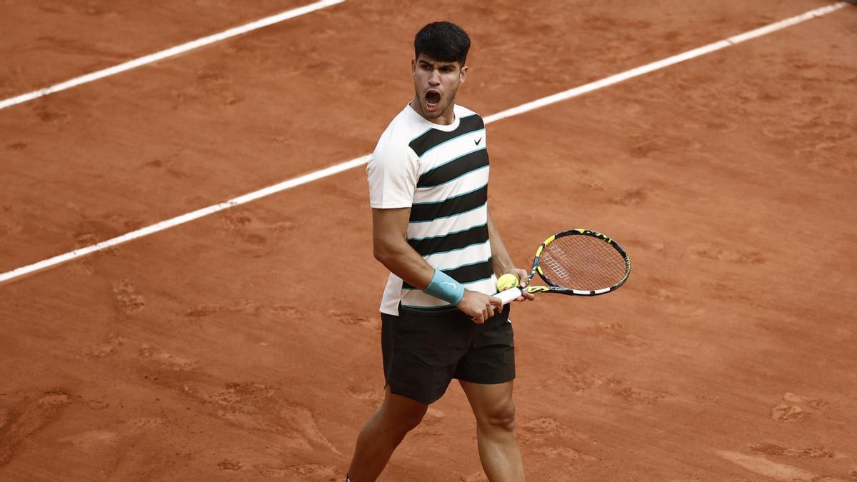 Carlos Alcaraz celebra su triunfo sobre Ben Shelton