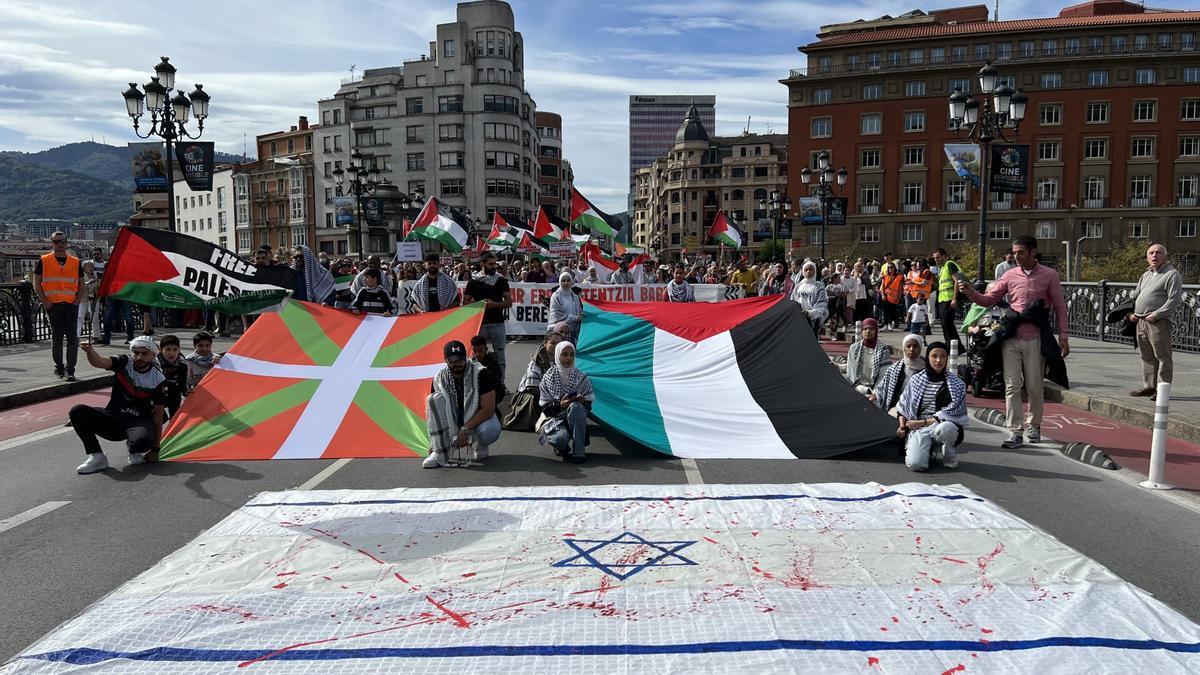 Manifestación en apoyo de Palestina en Bilbao