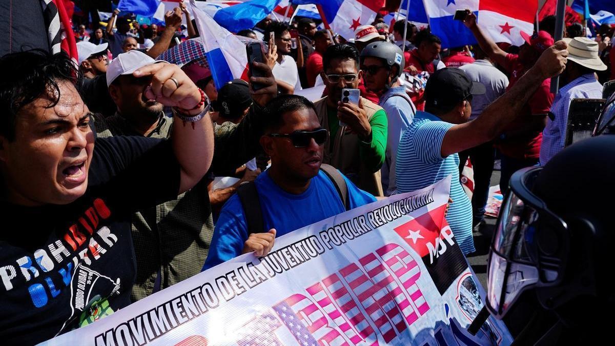 Protesta contra la visita del secretario de Estado de EE.UU., Marco Rubio, a Panamá.