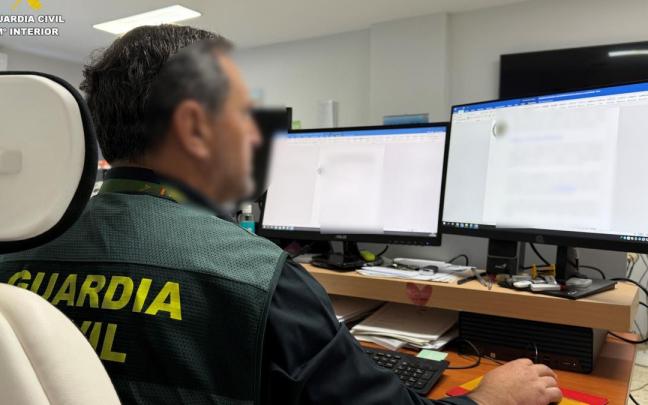 Agente de la Guardia Civil visionando varias pantallas