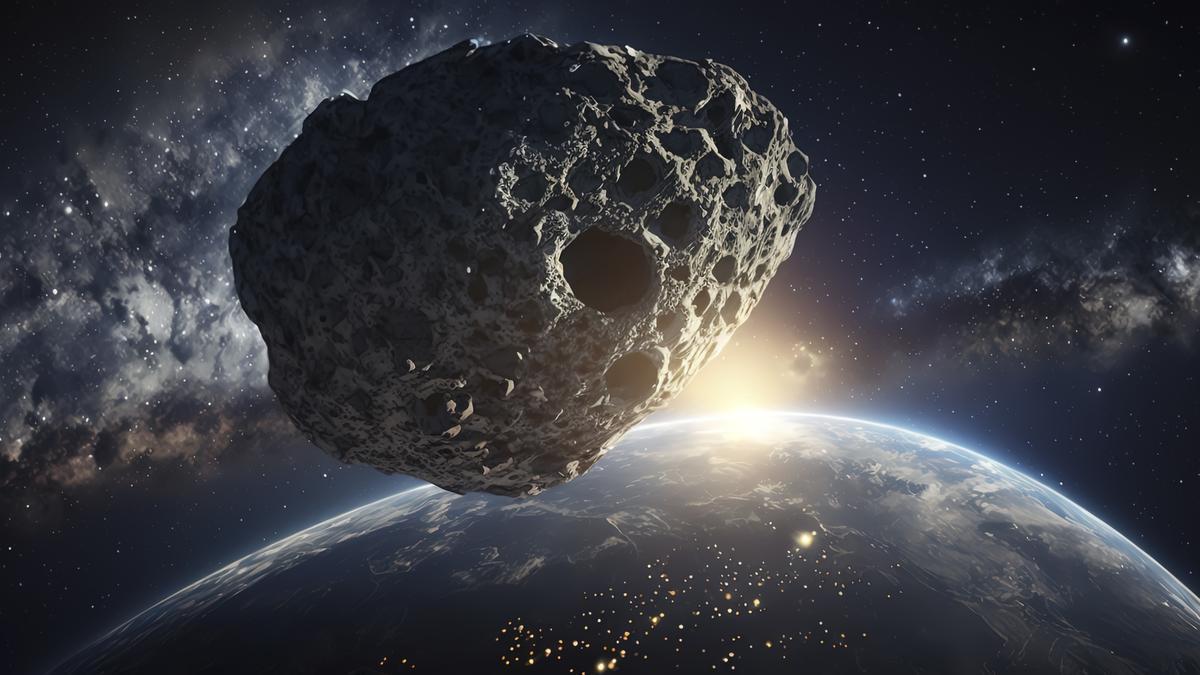 Recreación de un asteroide acercándose a la TIerra.