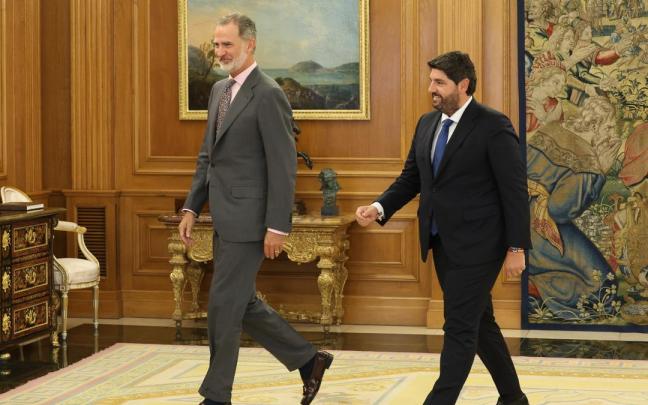 El Rey Felipe VI recibe al presidente de Murcia, Fernando López Miras, 15 de septiembre de 2023.