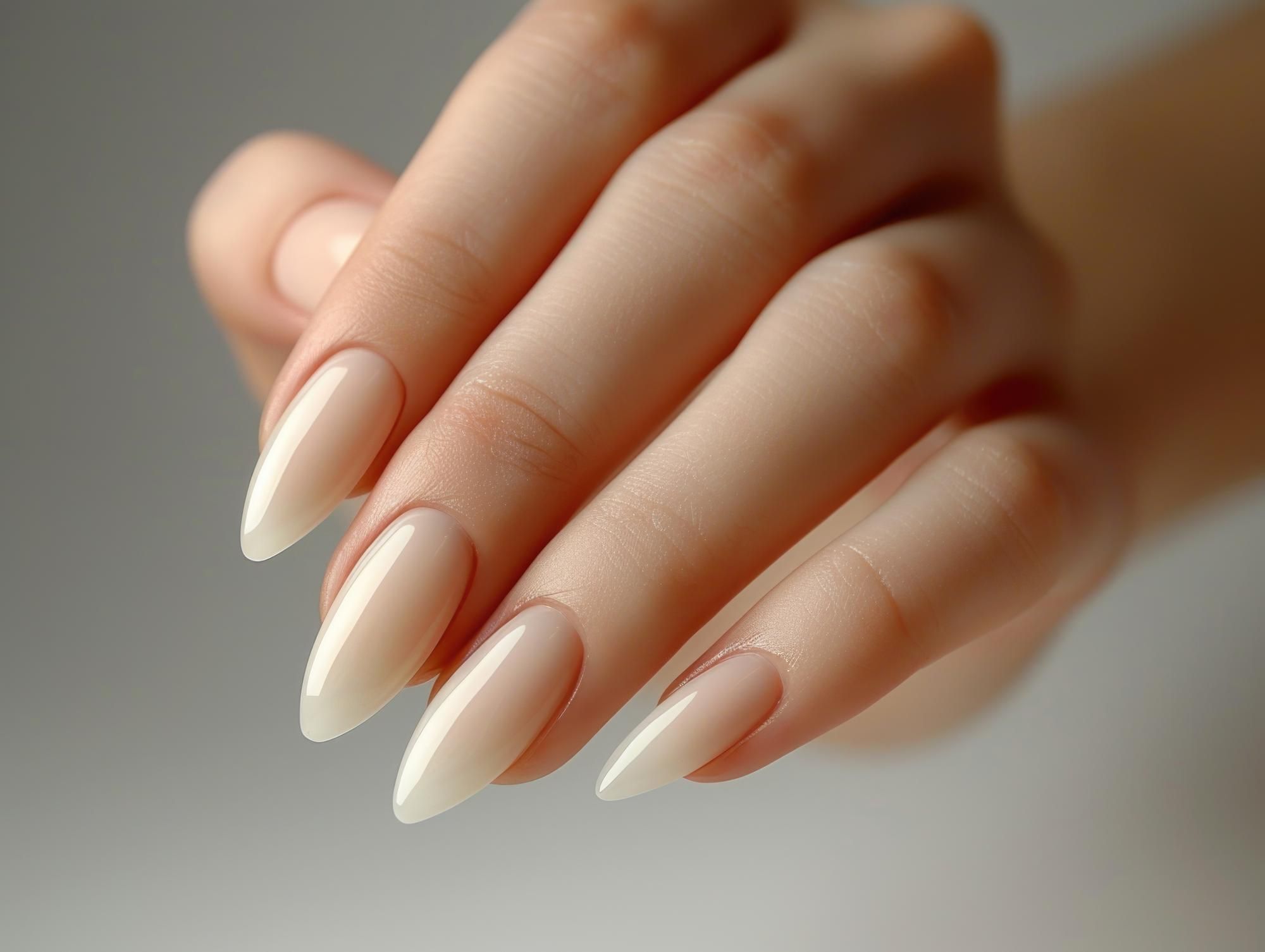 Uñas con una manicura en color nude.