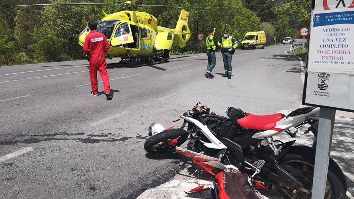 Imagen de archivo de una accidente en motocicleta.