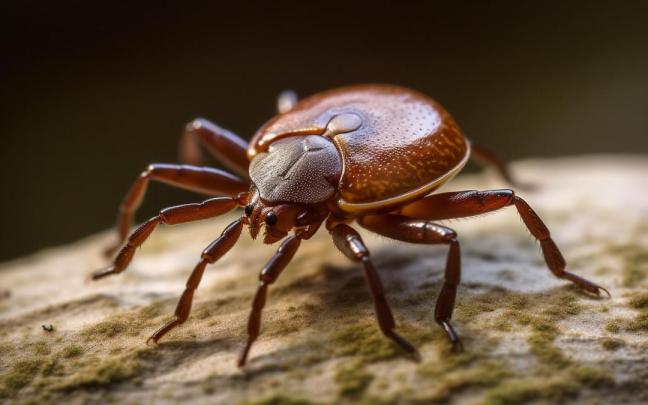 Una garrapata a la espera de un hospedador.