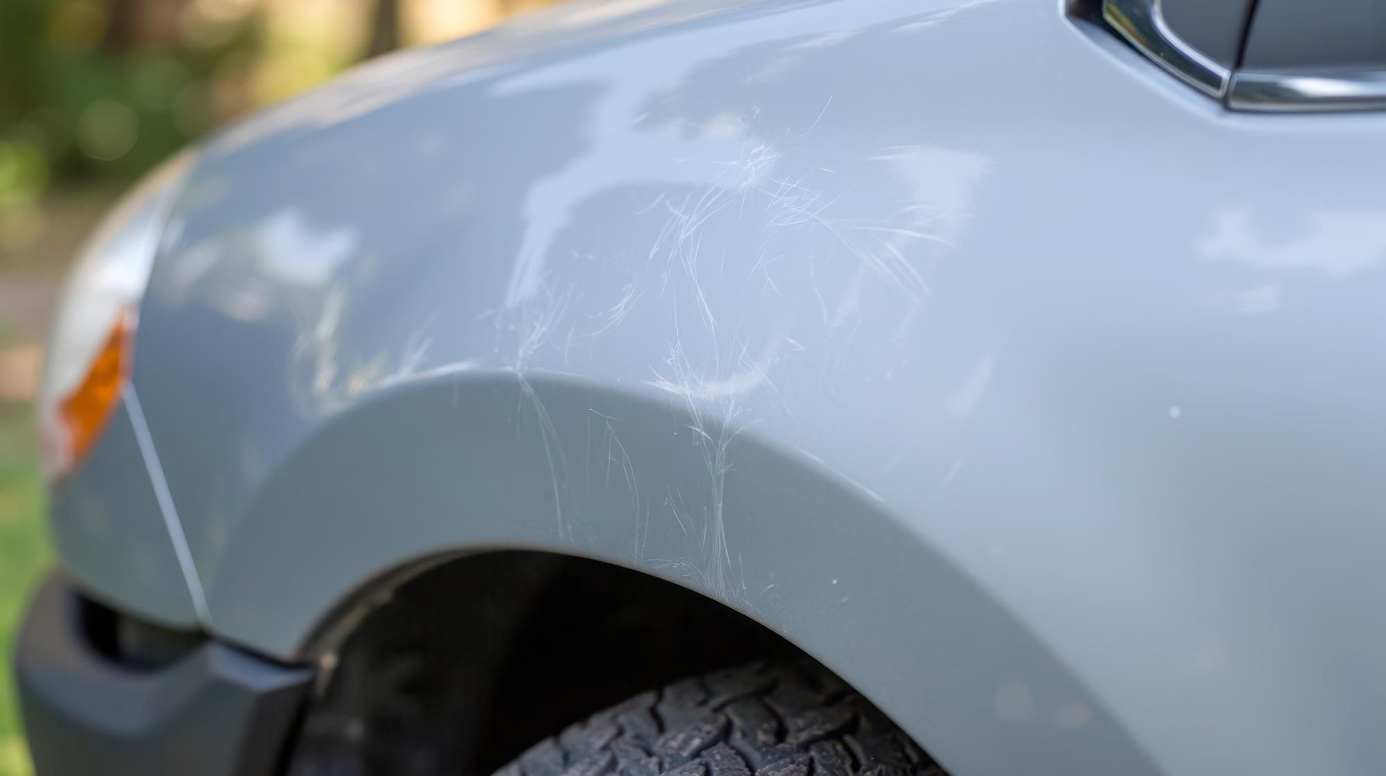 Arañazos en la chapa de un coche.