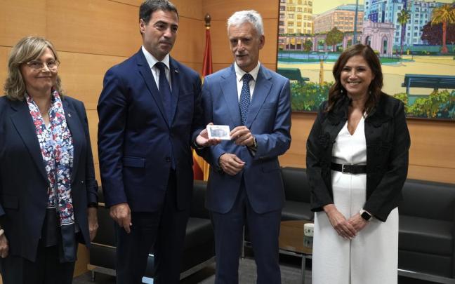 La consejera vasca de Justicia, María Jesús San José; el presidente del TSJPV, Iñaki Subijana; y el Lehendakari, Imanol Pradales