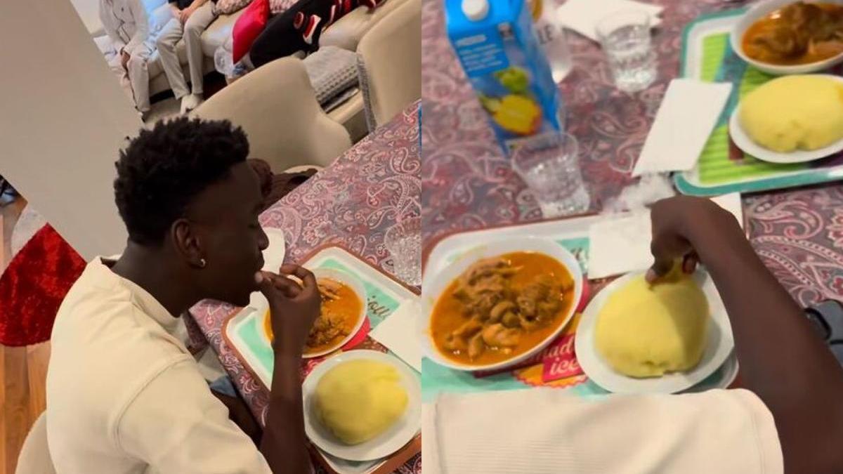 Djaló y Adama Boiro prueban el 'fufu'