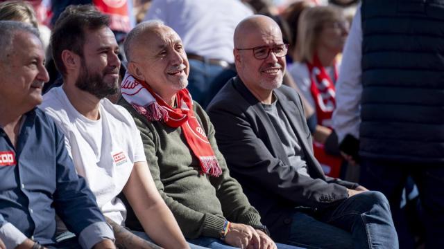 Los secretarios generales de CC.OO. y UGT, Unai Sordo y Pepe Álvarez