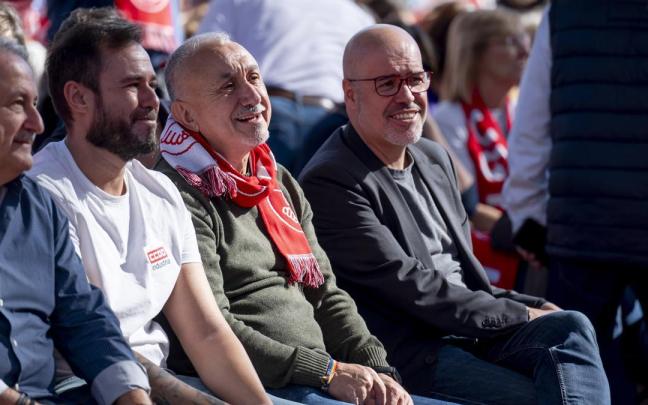 Los secretarios generales de CC.OO. y UGT, Unai Sordo y Pepe Álvarez