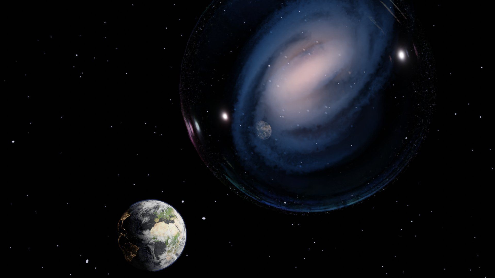 Representación artística de la galaxia espiral Ceers-2112, similar a la Vía Láctea.