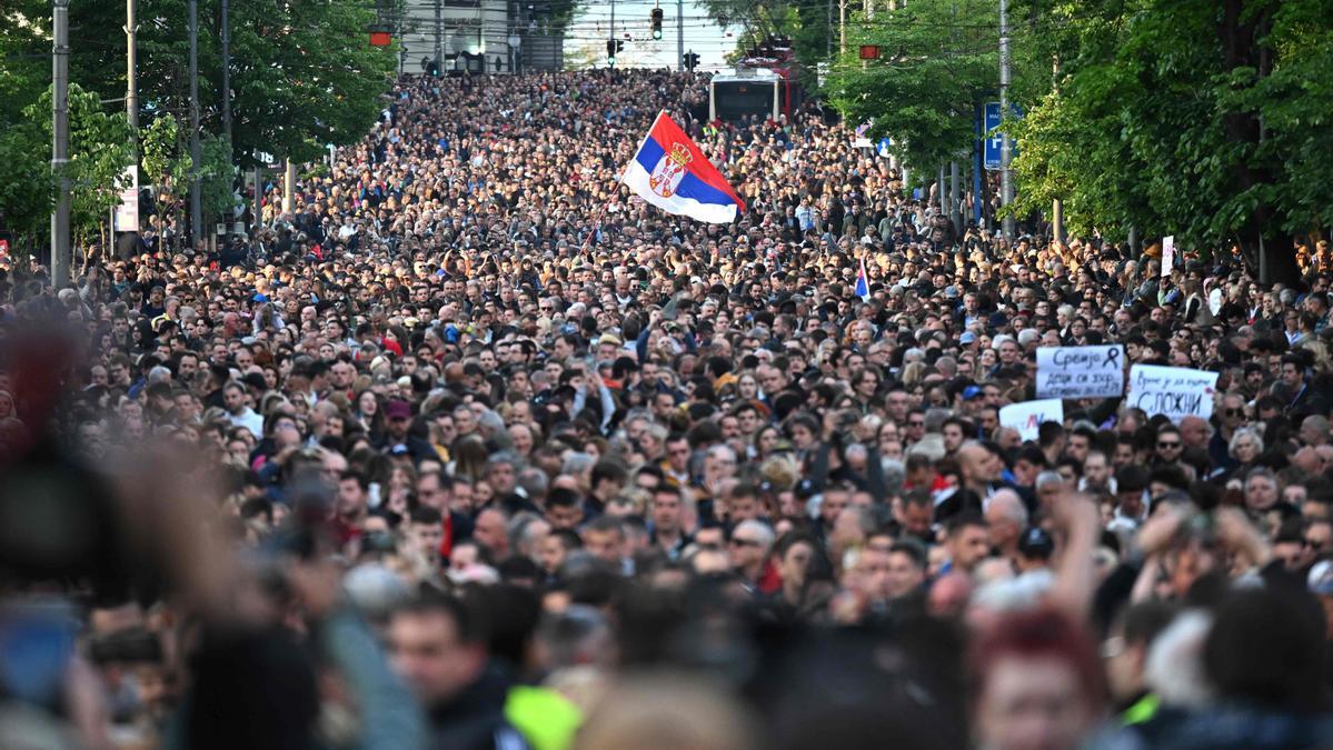 Manifestación en Belgrado contra la violencia.