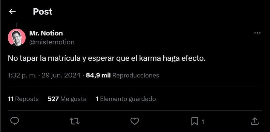 Tweet de @misternotion.