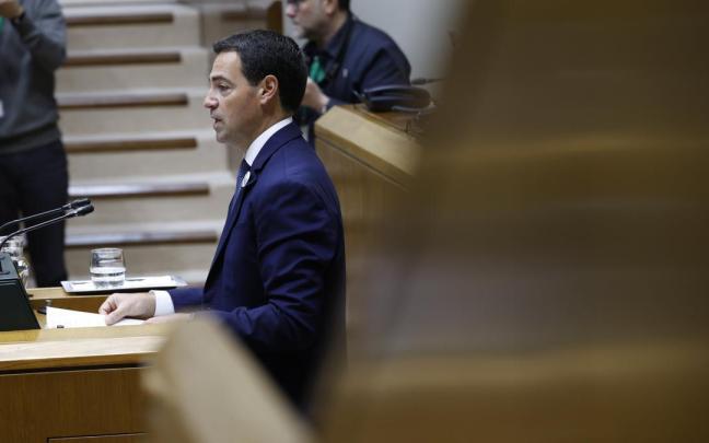 El lehendakari, Imanol Pradales, en el pleno monográfico del Parlamento donde ha explicado el Cupo energético e industrial / JAVIER MARTIN- PARLAMENTO VASCO El lehendakari, Imanol Pradales, en el pleno monográfico del Parlamento donde ha explicado el Cupo energético e industrial