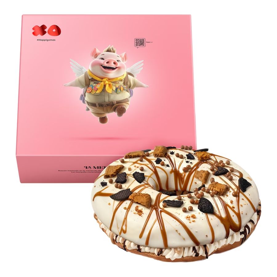 Rosconut de galletas remojadas en leche. Barquillo caramelizado crujiente y crema de cacao al jengibre.