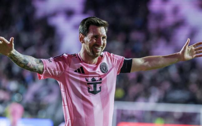 Leo Messi celebra un gol con el Inter Miami.