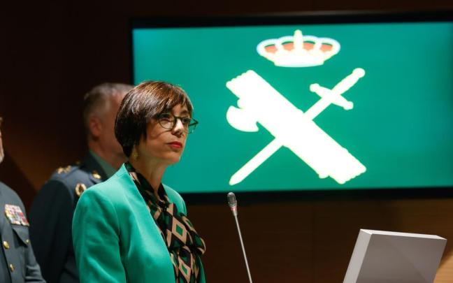 La exdirectora general de la Guardia Civil, María Gámez, durante el anuncio de su renuncia. La exdirectora general de la Guardia Civil, María Gámez, durante el anuncio de su renuncia.