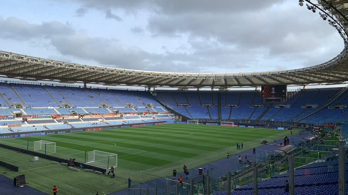 El Estado Olímpico de Roma, preparado para el partido AS Roma-Real Sociedad