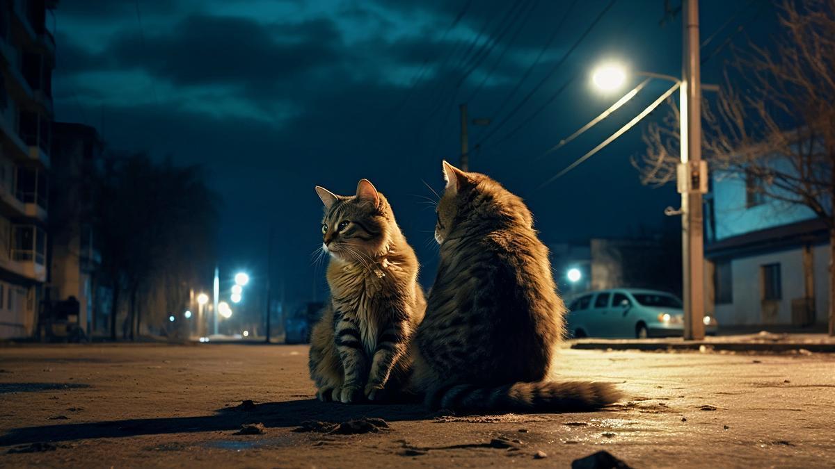 Dos gatos callejeros.