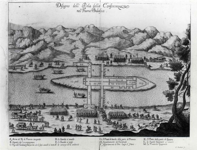 Documento relativo a los preparativos en la Isla de los Faisanes para la firma de la Paz de los Pirineos en 1659.