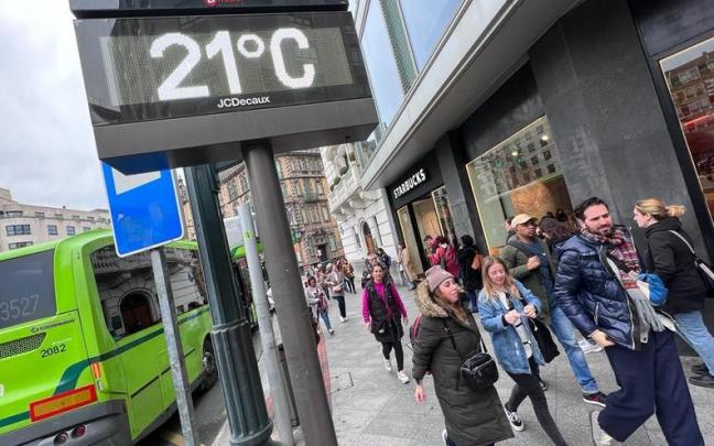 Los termómetros marcan en Bilbao 21 grados Los termómetros marcan en Bilbao 21 grados