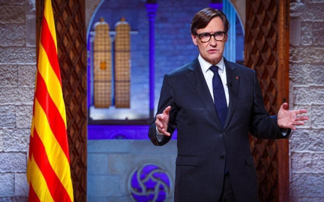 El presidente de la Generalitat, Salvador Illa, en el mensaje institucional por la Diada