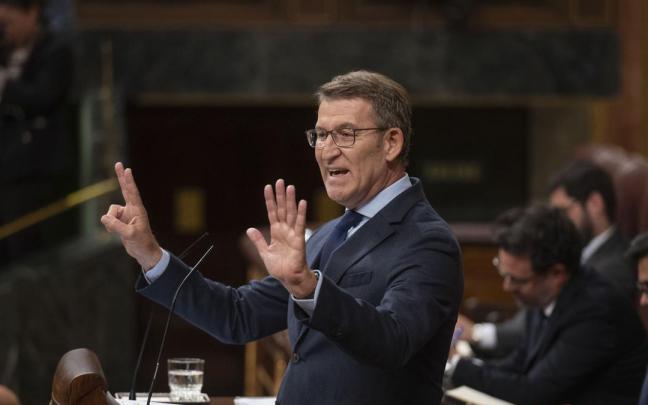 El líder del PP, Alberto Núñez Feijóo, interviene en el debate de la toma en consideración de la proposición de ley del PSOE de amnistía.