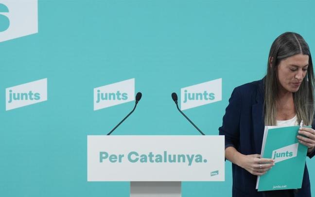 Momento en que la portavoz de Junts anunció la ruptura con el Gobierno de Sánchez.