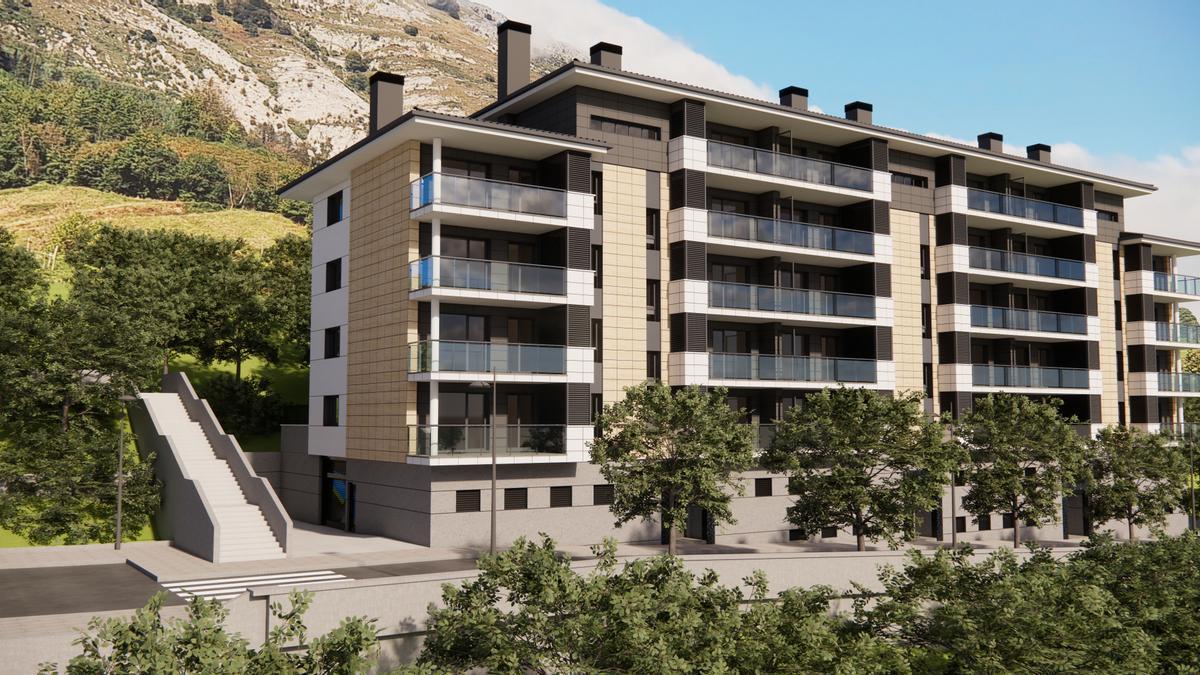 Recreación del proyecto de Santutxu, que contempla la construcción de 10 viviendas de protección oficial y 18 tasadas.